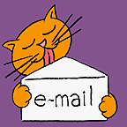 cat licking a email letter