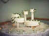 White frosting flowers on cascading set up