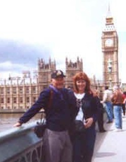 William Loren (Bill) Liddell and daughter Mylia in London in late May of  2000 just before a one day trip to Scotland to find the River Liddel.
