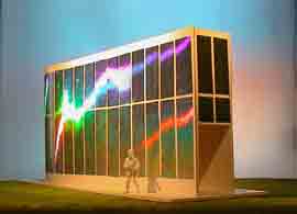outside with holographic glass