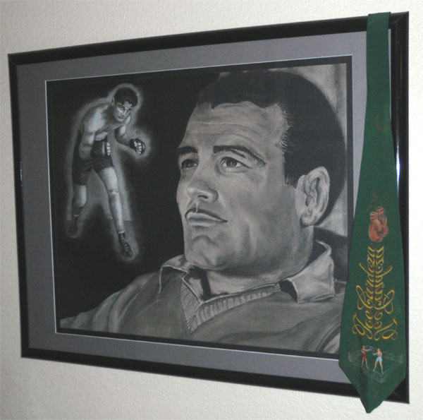 Charcoal Drawing and Painted Tie