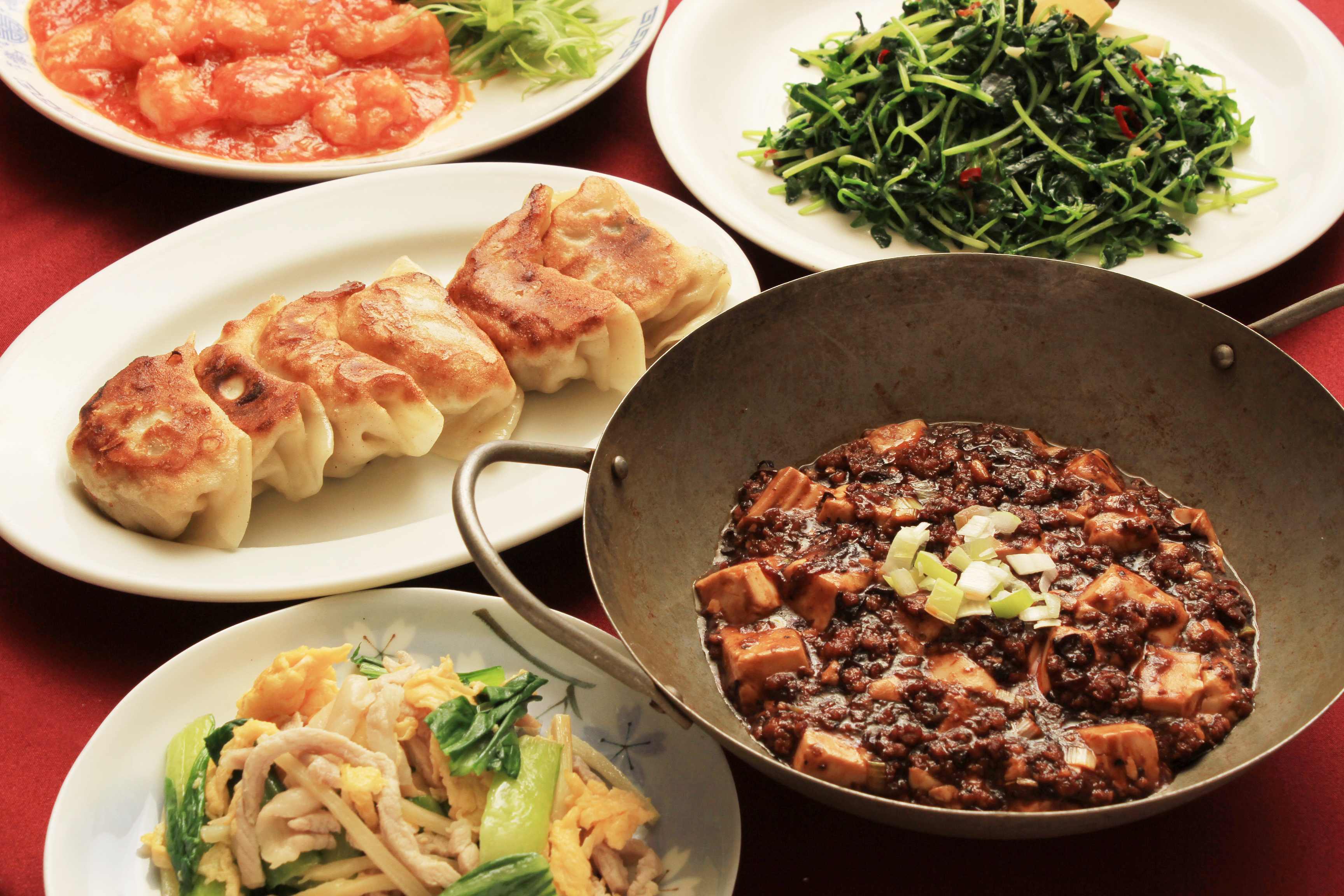 colorful array of chinese food dishes