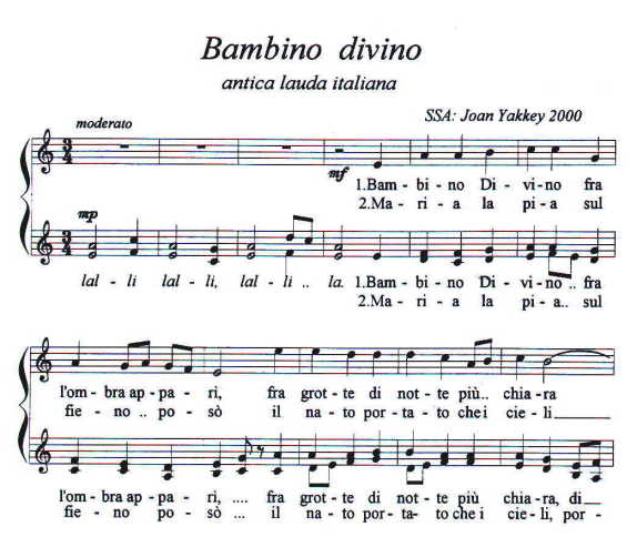 bambino divino is a lovely italian christmas carol joan has set many carols for ssa choir in traditional and contemporary harmonies - Italian Christmas Music bambino divino is a lovely italian christmas carol joan has set many carols for ssa choir in traditional and contemporary harmonies - Italian Christmas Music