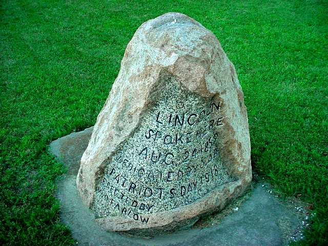 LINCOLN SPOKE HERE STONE