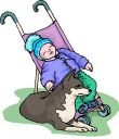Dog and Stroller