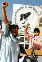 RAWA activist in a protest demonstration at Islamabad