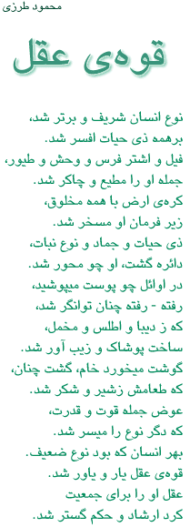 A poem by Mahmod Tarzi