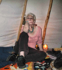 In my teepee ... by firelight.