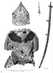 Helmet, Sabre, Maille shirt, and spearhead from Lipovetz, from Pletneva 1975