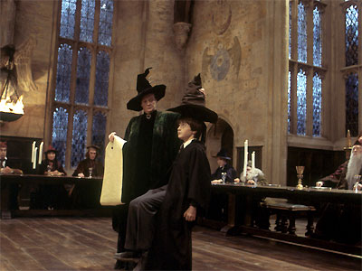 Professor McGonnagall sorting Harry