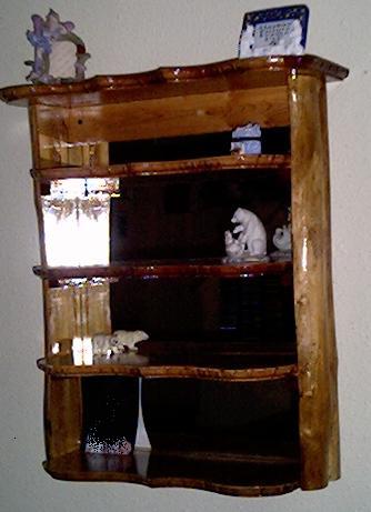 Birch logs and cedar shelves
