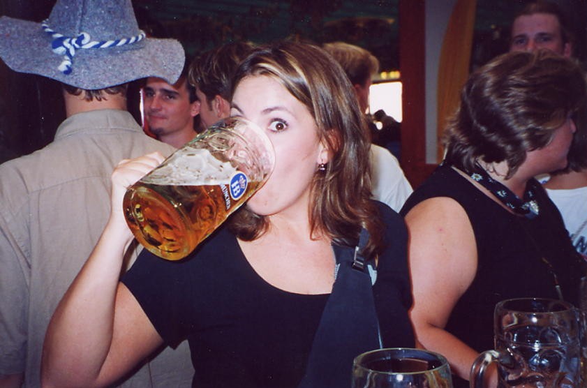 Shannon enjoying a tasty beverage.