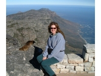 Karen and dassies, atop Table Mountain.   CLICK HERE TO SEE THE LARGER VERSION OF THIS PHOTO