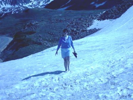 me standing barefoot in snow on June 28, 2003 at at Loveland Pass, CO