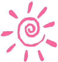A pink picture of a scribbly sun