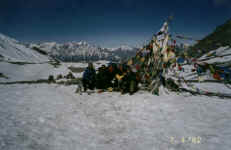 At an altitude of 5416m I finally reach the top, celebrating with a few people I've been trekking with on the way