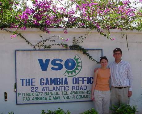 Kate and Ben at VSO's office in the Gambia