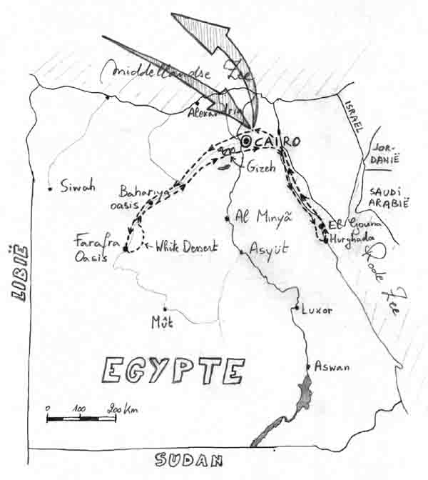 De route die we volgden door Egypte