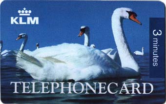 Telefoonkaart van KLM voor 3 minuten gratis bellen.