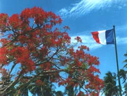 Op de eilanden van Tahiti wappert de Franse vlag.