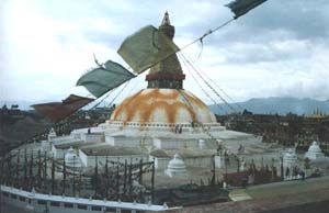 De grootste stupa van Nepal.