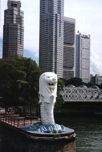 De Merlion, het symbool van Singapore.