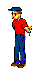 Boy with flowers.