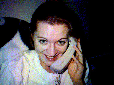 Kathleen on the phone at home.