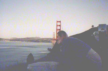Golden Gate Bridge at dusk.... the picture isn't very good, but Kathleen said she had a great time!