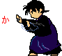 Miraku uses his Wind Scar to suck up evil demons.