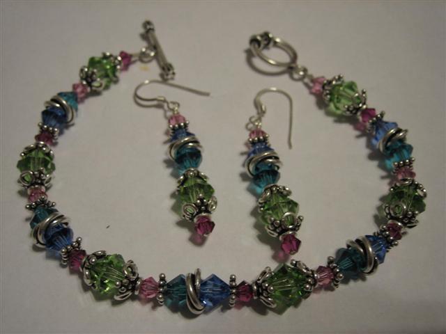 Pink, Blue and Green Bracelet $30.00
