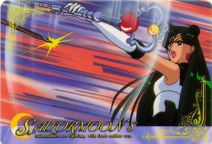 [Sailor Pluto blocking an attack with her staff while protecting you]