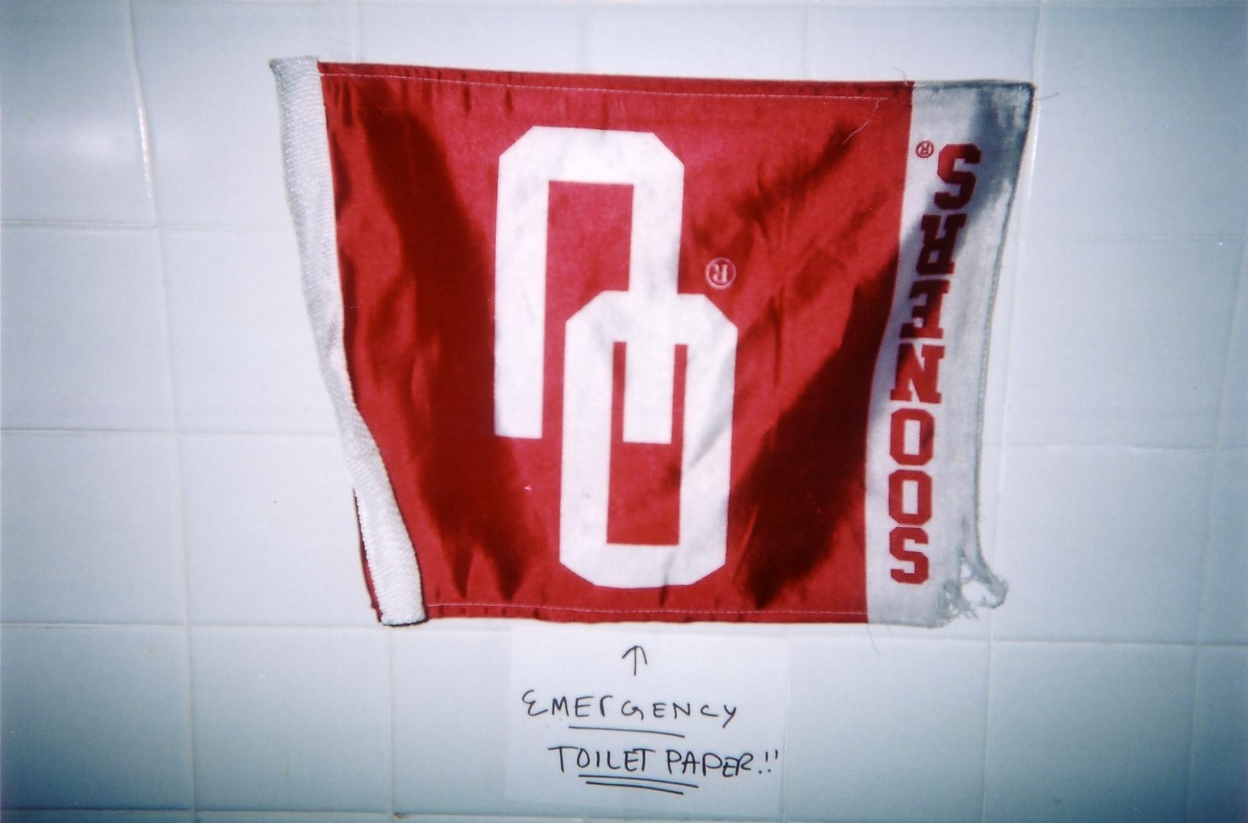 this souveneir is currently hanging in our bathroom