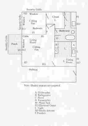 Picture of one bedroom floorplan.
