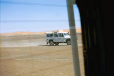 Land Rovers on the way from Erfoud to Merzouga