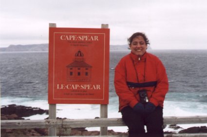 Jennifer at Cape Spear - cold?