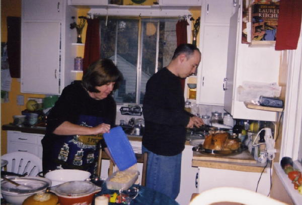Dean and Beattie making dinner, Oct 2003
