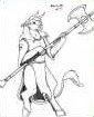 Maruuhk, half-grown female minotaur