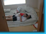 mia and daddy on the futons