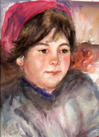 Girl in a Pink Scarf by Kathy Bade