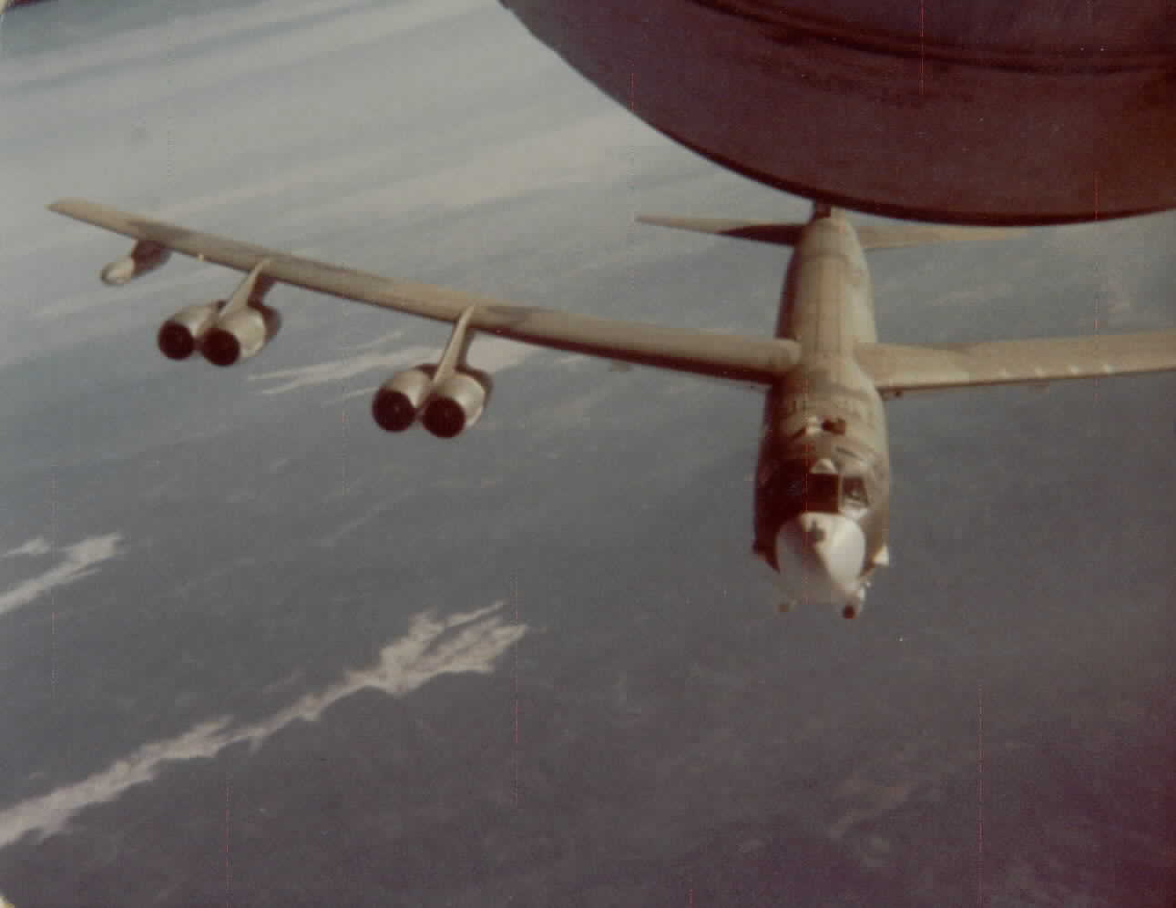 924th AREFS KC-135A about to refuel a 93rd Bomb Wing B-52G in the late 70's.