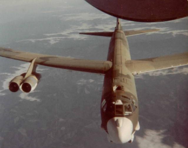 924th AREFS KC-135A about to refuel a 93rd Bomb Wing B-52G in the later 70's.