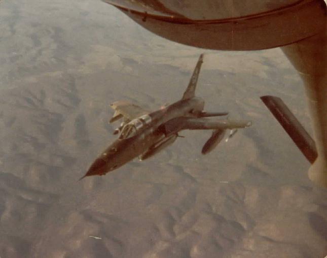 924th AREFS KC-135A about to refuel a 93rd Bomb Wing B-52G in the late 70's.
