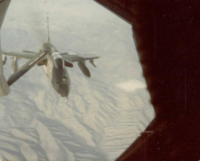 924th AREFS KC-135A about to refuel a 93rd Bomb Wing B-52G in the later 70's.