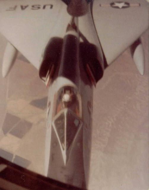 924th AREFS KC-135A about to refuel a 93rd Bomb Wing B-52G in the later 70's.