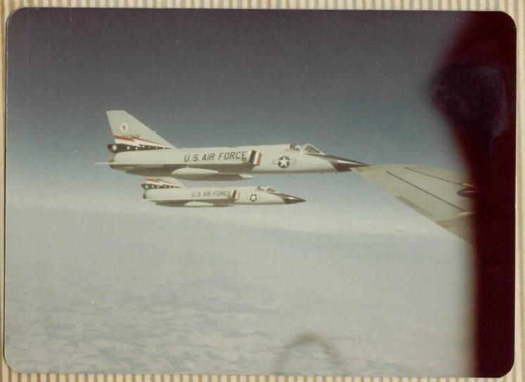 924th AREFS KC-135A about to refuel a 93rd Bomb Wing B-52G in the late 70's.