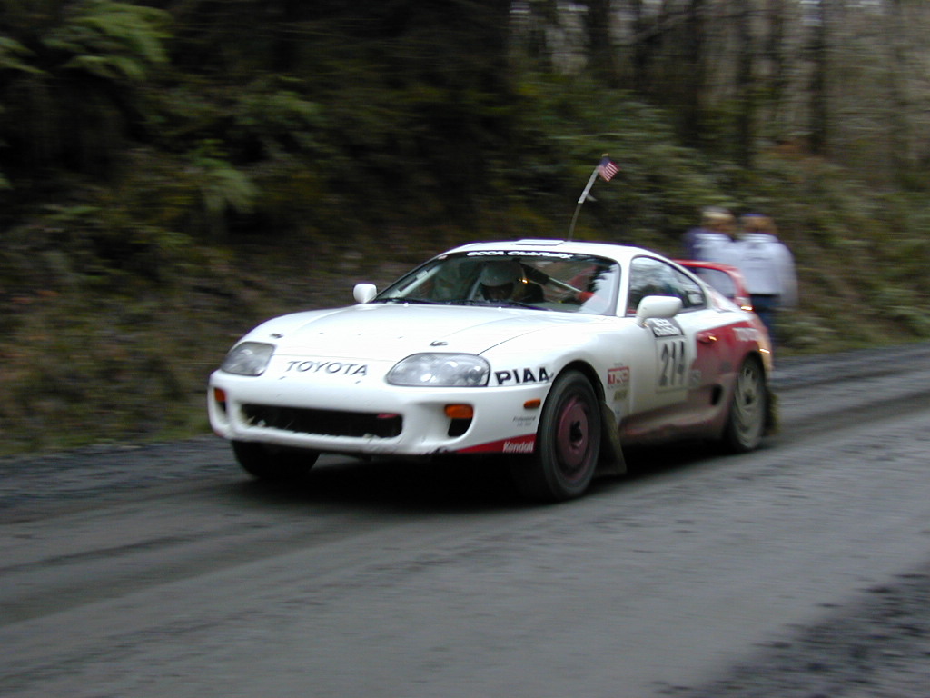 Rally Car lungeing from start on Brooklyn Stage, 2001