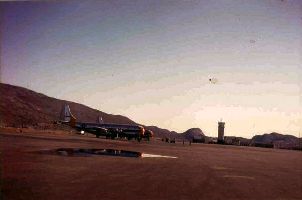Two 19th Air Refueling Squadron KC-97Gs lined up at Sonderstrom, Greenland by navigator Gerry Dornfeld.