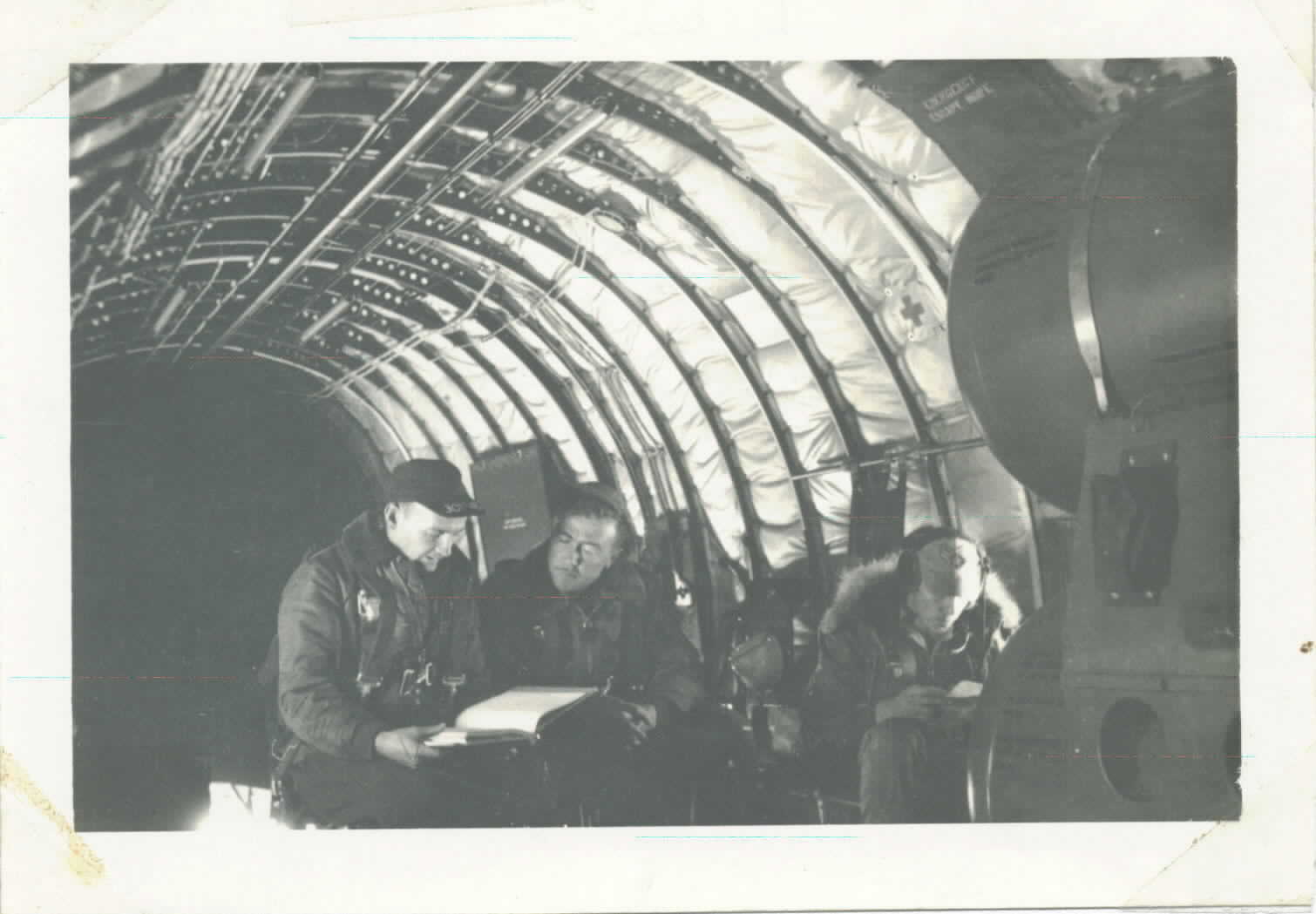 301st AREFS boom operators/scanners in the back of their KC-97G on their way to Goose Bay, Labrador Canada in 1957.
