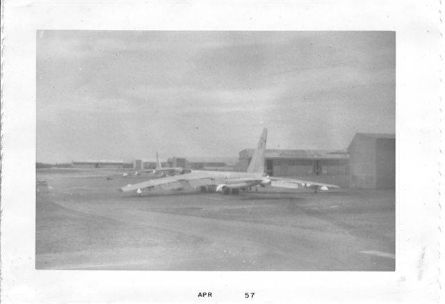 B-52B at Loring AFB, Maine in 1957 coutesy of Ken Henrich.